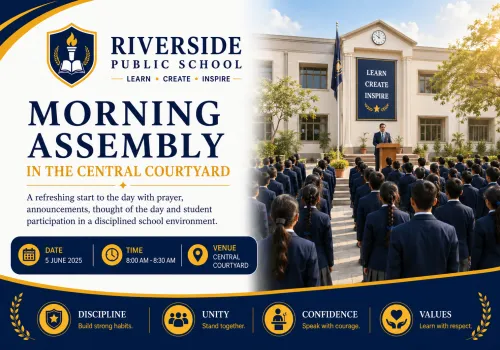 Morning assembly in the central courtyard
